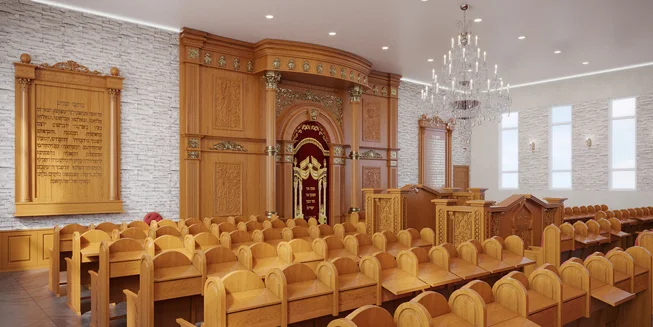 הדמיות פנים – חלל מרכזי - עזרת גברים – מבט צד - בית הכנסת זוהר התורה